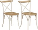 vidaXL Krysstoler 2 stk hvit heltre mango