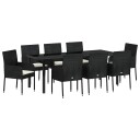  9-delt hagedining sett med puter Sort polyrotting