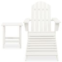 vidaXL Adirondack hagestol med ottoman og bord heltre gran hvit