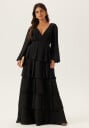 Goddiva Long Sleeve Tiered Maxi Dress