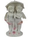 1stk Assortert Figur med to Englebarn i Regnet Med Paraply 10 cm