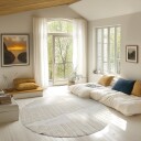 Rundt teppe   Rani Natural Cotton Shaggy off white Størrelse: Ø 200 cm