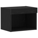  Veggskap med LED Lys Svart Eik 40x30x30 cm