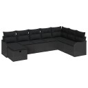 vidaXL Sofa sett med pute med lagring Svart polyrotting