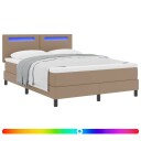  Box Spring Seng med madrass Kaffe 140x200 cm Kunstskinn