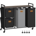 Kleskurvvogn 73 x 33 x 92 cm med fire oppbevaringsrom   Svart/Grå