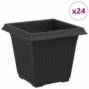 vidaXL Firkantet Blomsterpotte 24 pcs Svart 16 x 16 x 14 cm Plast