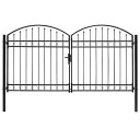 vidaXL Hageport med dobbel dør og buet topp stål 300x175 cm svart
