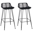 vidaXL Barstol 2 pcs Svart 44 x 46 x 91 cm Rattan og Stål