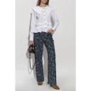 Ganni Stretch Cotton Ruffle Shirt   White   36