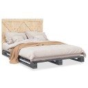  Sengeramme med hodegavl grå 160x200 cm heltre furu 3281583