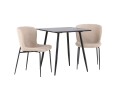 Polar Spisegruppe 75 cm Kvadratisk med 2 Modesto stoler   Sort/Beige