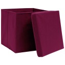 vidaXL Oppbevaringsbokser med deksler 4 stk 28x28x28 cm mørkerød