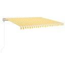 vidaXL Automatisk markise med vindsensor og LED 400x350 cm gul/hvit
