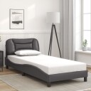  Sengeramme med LED-lys grå 90x190 cm kunstig lær 8721012356177