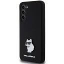 Karl Lagerfeld Hardcase Silikon Mobildeksel med Choupette Metallnål til Samsung Galaxy S23+ Svart