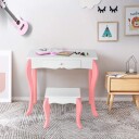 Sminkebord for barn med krakk Princess sminkebord med 3 skuffer & speil hvitt