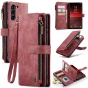 Samsung Galaxy S23 5G Caseme 2-i-1 Multifunksjonell Lommebok-deksel Rød