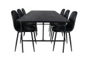 Venture Home Unos Spisegruppe 200 cm Rektangulær med 6 Polar Stoler Sort