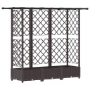 vidaXL Hevet Bed med Trellis og Tak Brun 164 x 40 x 121 cm PP