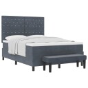  Box Spring Seng med Madrass & Benk Mørkegrå 140x200 cm Fløyel