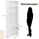 Høy hvit bokhylle – 6 hyller veltesikring