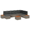 vidaXL Hagesofa Set 9 stk. 8-Antall seter Grå Polyrattan