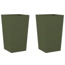 Plantekasser olivengrønn 2 stk 45x45x75 cm stål