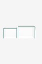 AC Design Furniture   Dice kvadratisk salongbordsett plate og understell i herdet glass med sett med 2 stk 50x50x35 cm   Transparent