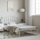 vidaXL Sengeramme i metall med hodegavl hvit 100x190 cm 8721012211414