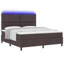  Boksmadrasseng med madrass & LED Mørk brun 180x200 cm stoff