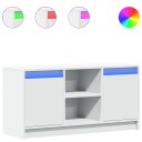  TV-benk med LED hvit 100x34x50 cm konstruert tre 852187
