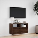  Vegghengt TV-benk med LED brun eik 80x31x45 cm 8721102968983