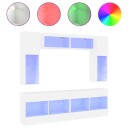  Vegghengte TV benker med LED 6 stk hvit