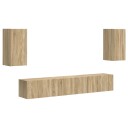  TV benksett Veggmontert 5 pcs Sonoma eik Konstruert tre