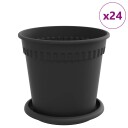 vidaXL Plantepotter 24 stk. Svart Plast