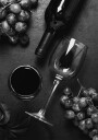 Wine and Grapes Black and White Plakat Plakat / 100x150cm