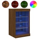 vidaXL Skjenk med LED-lys brun eik 41x37x67 cm
