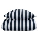Borg Living Sengetøy - 200x220 cm - Nordic Stripe Mørk blå - Mørk blå og hvit - 100% bomullsateng