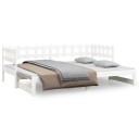 vidaXL Uttrekkbar dagseng hvit 2x90x200 cm heltre furu