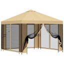 vidaXL Hagepaviljong med sidevegger 3 x 3 m Krem Polyester og stål