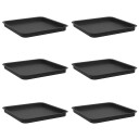 vidaXL Firkantet Blomsterbrett 6 pcs Svart 36 x 36 x 2.5 cm Plast