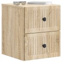  Vegghengt Nattbord med skuff 2 pcs Sonoma eik 33 x 34,5 x 40 cm