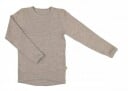 Langermet brun bluse i ullribbe | Joha | Barn | Sesame Mel | størrelse 140 | 100% Merino Ull til
