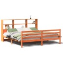  Seng med bokhylle uten madrass voksbrun 200x200 cm heltre 8721158607089