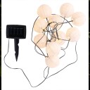 LED lyskæde med 10 stoffkuler / solcelledrevet lyskæde / lyskæde med stoffskjermer