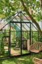Halls Drivhus Qube+ Herdet Glass Sort 9,9 m²