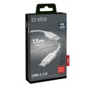 SBS USB C USB C 60W flettet kabel 1.5m grå TECABLETISSUETCCG