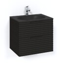 Macro Design Crown Stripe Servantskap 2-skuff - med Glasservant Brun ask / 60cm Glass Edge Svart