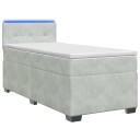 vidaXL Box Spring Seng med Madrass og LED Lysegrå 80 x 200 cm Fløyel